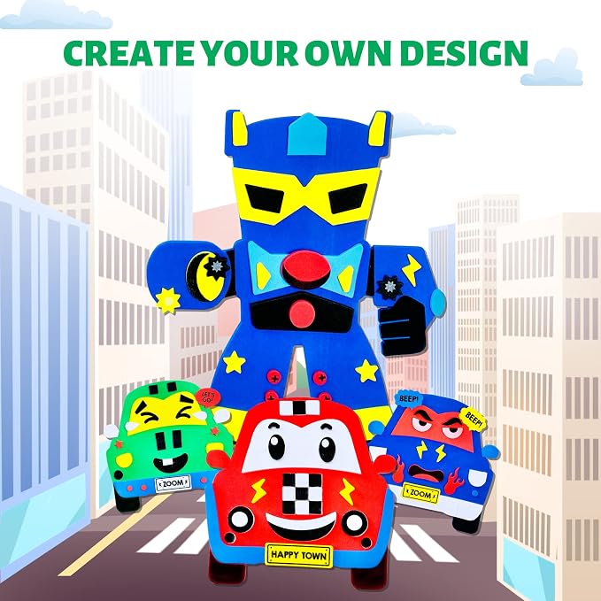 VKPI 4 Pieces EVA Foam Art Crafts Gift Kit, Creative Make Your Own Cars
