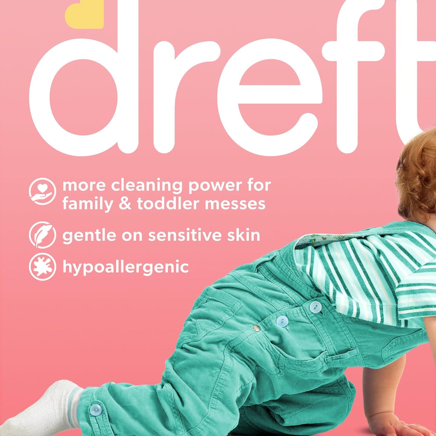 Dreft Active Baby Liquid Laundry Detergent, Helps Remove 99% of Baby Food Stains, Hypoallergenic, 2 pack, 32 loads each
