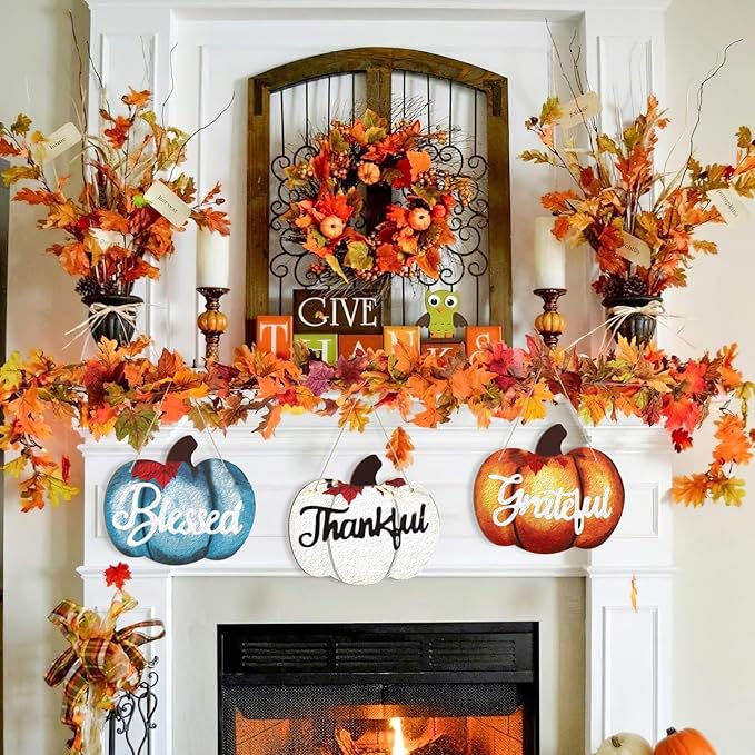 Large Size 12" Wooden Pumpkins Ornaments to Paint, Halloween Thanksgiving DIY