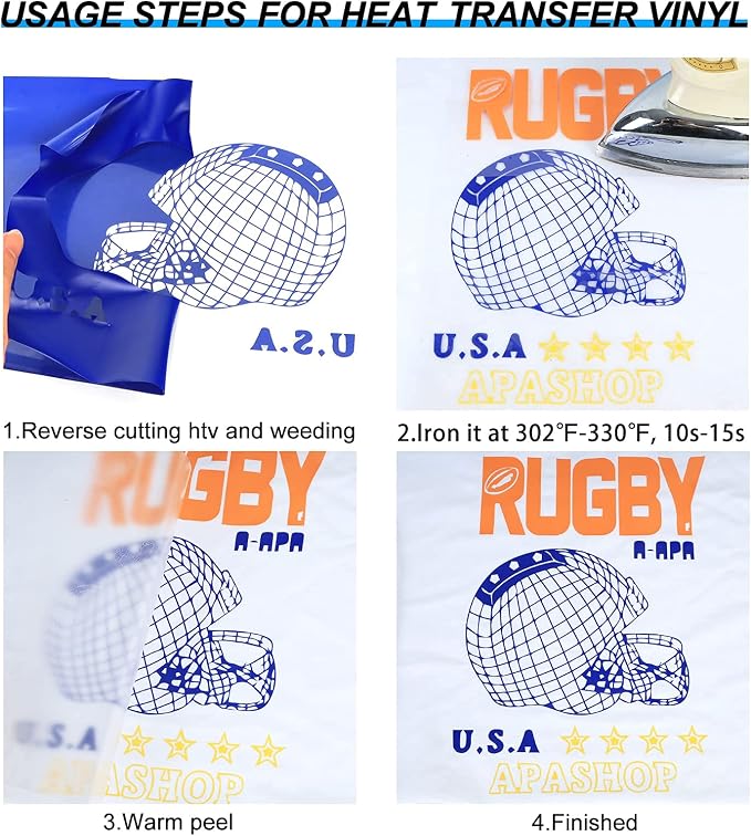 TUMIYA Blue Heat Transfer Vinyl HTV Rolls, Glossy Adhesive HTV Vinyl