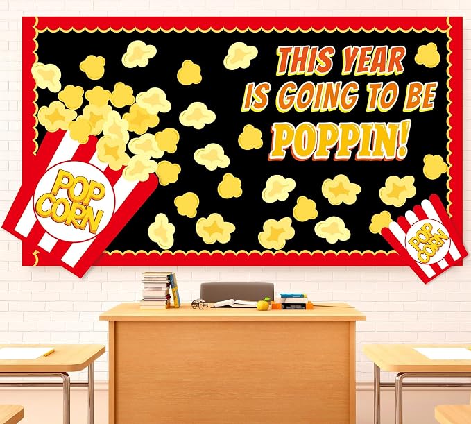 Popcorn Bulletin Board for Classroom Decorations Happy New Year Classroom
