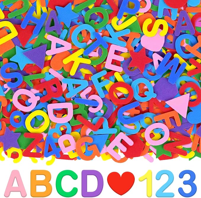 664 PCS Foam Letter Stickers, Foam Alphabet Number Shape Stickers, Self