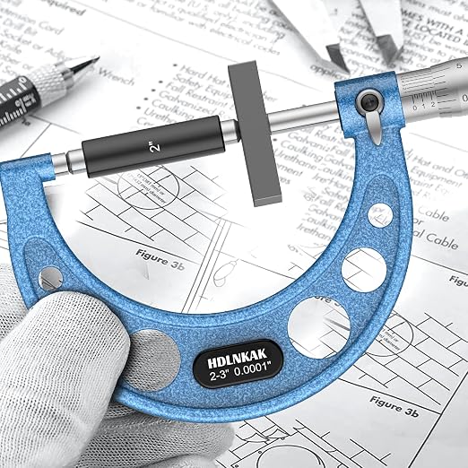 HDLNKAK Outside Micrometer Set, 2-3" Machinist Micrometer, 0.0001" Graduation