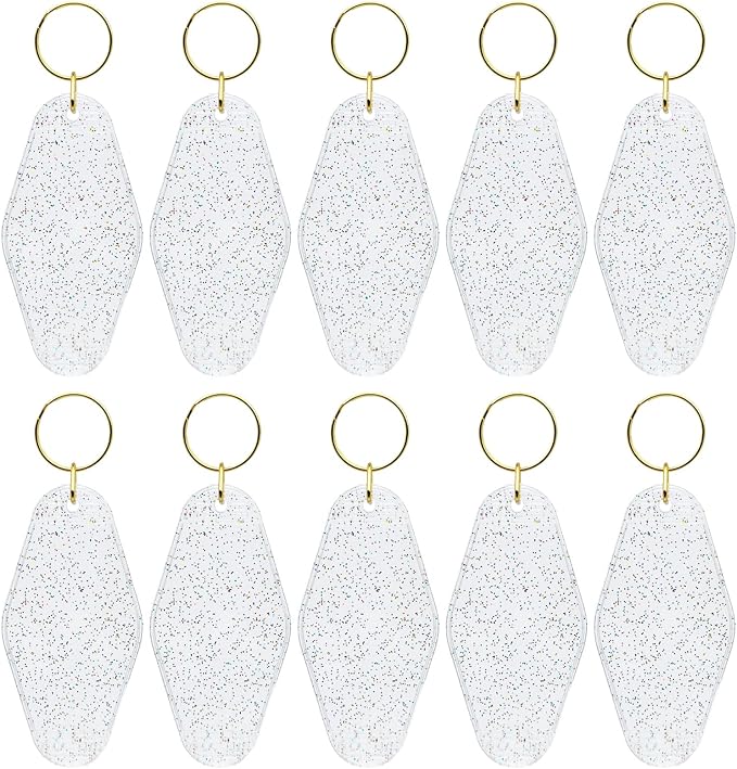10pcs Blank Hotel Keychains Bulk Vintage Motel Keychain Vinyl Keychains Gold