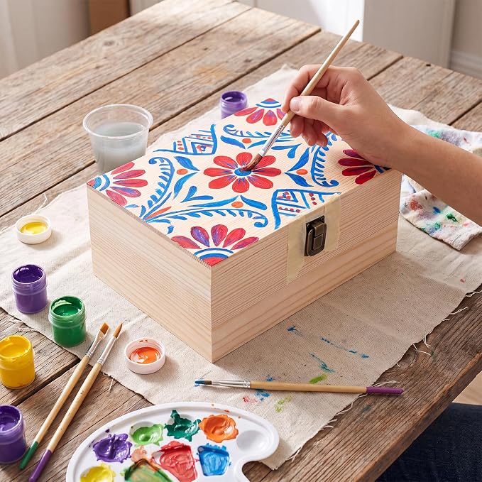 WSICSE 2 Pack Unfinished Wood Boxes