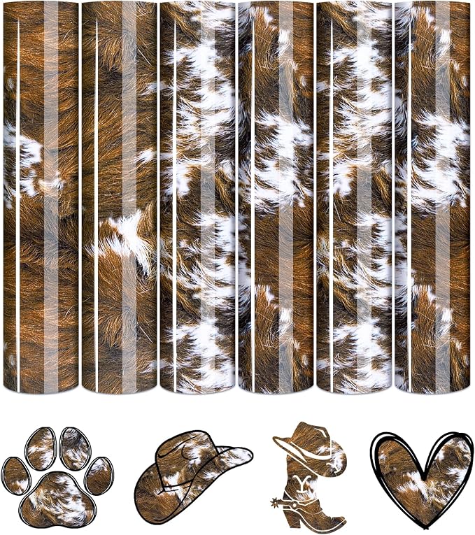 Tintnut Brown Cowhide Heat Transfer Vinyl, easy cut & weed, stretch washable