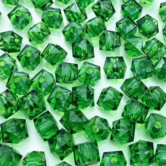 200pcs 10mm Acrylic Cube Faceted Beads Colorful Square Plastic Spacer Beads