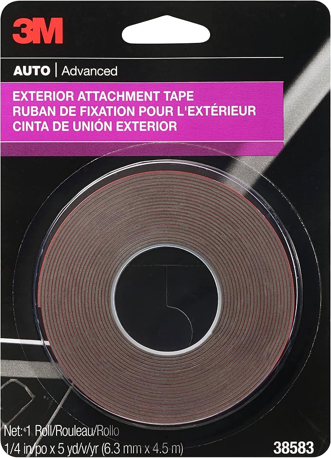3M Exterior Attachment Tape, Emblems and Trim, 1/4 in width x 5 yards in length