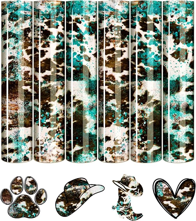 Tintnut Turquoise Cowhide Heat Transfer Vinyl, easy cut & weed, stretch washable