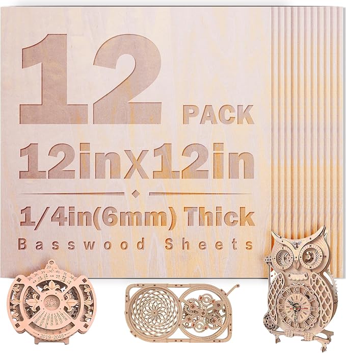 12 Pack Basswood Sheets 1/4 inch, 6mm Basswood