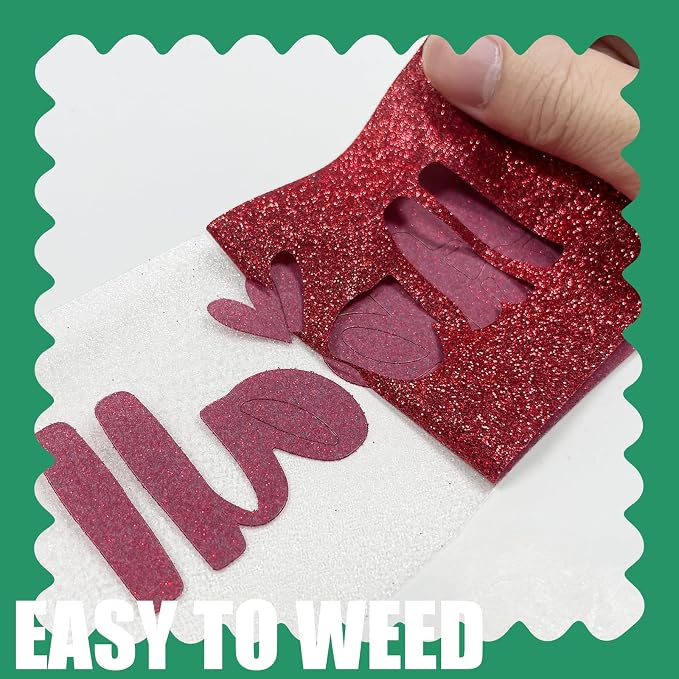 Glitter Iron On 12in X 8ft, HTV Heat Transfer Vinyl | Glitter HTV Easy to Cut &
