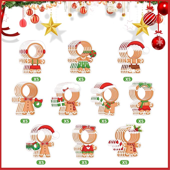 50 Pcs Christmas Gingerbread Cutouts | DIY Bulletin Board Decoration Photo
