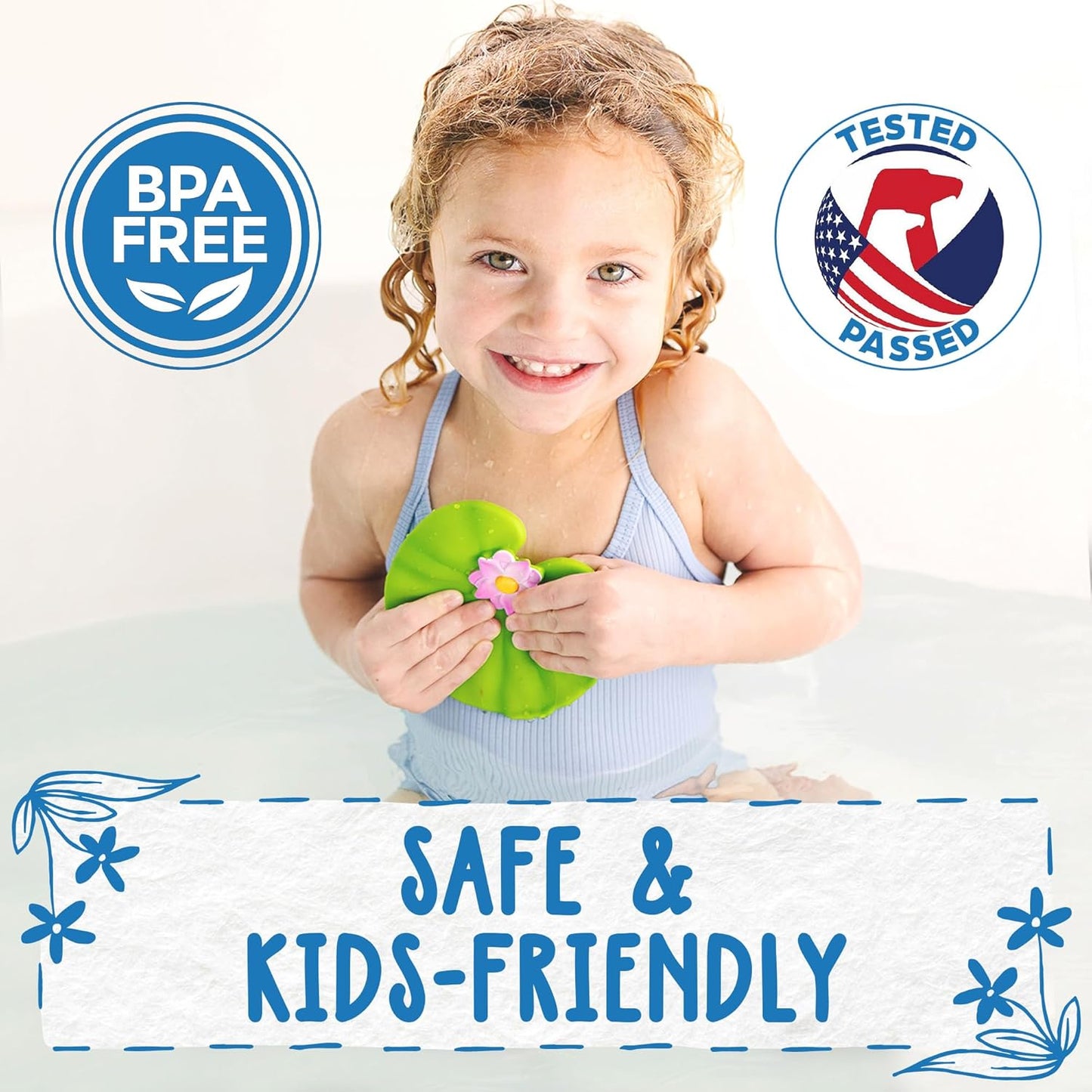 SplashEZ Mold Free Bath Toys for Kids & Toddlers | No Hole Baby Bath Toys | No Mold Floating Flowers for Bathtub Water Pool Shower Infants Babies Ages 0 1 3 6 12 18 Months | 3 pcs Lily Sunflower Rose