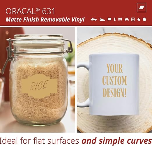 ORACAL 631 Matte Light Brown Vinyl Durable Roll Easy to Weed Permanent Adhesive