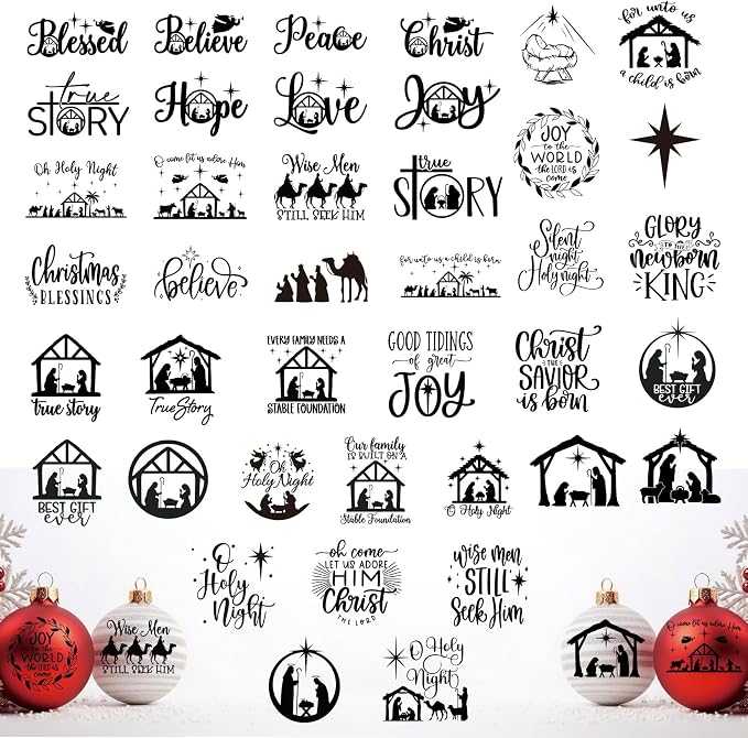 40 Pieces Christmas Nativity Stickers