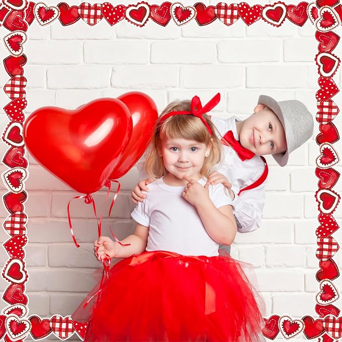 FYSUIMU 65.6 Ft Valentine's Day Bulletin Board Borders Vintage Red Heart Shaped