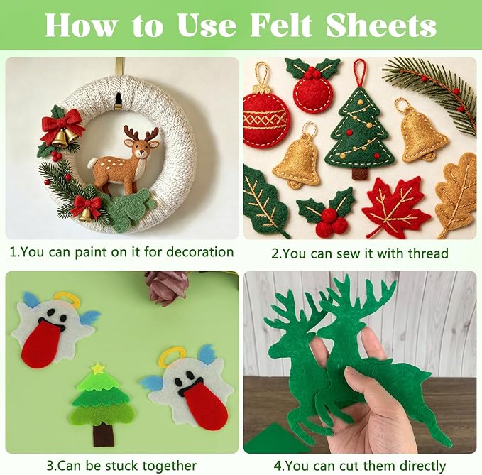 ZUFECY 40Pcs Felt Sheets for Crafts, Crafting Felt Fabric Nonwoven Handcraft