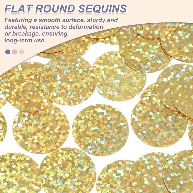 MECCANIXITY 700 Pcs Flat Round Sequins 15mm/0.6 Inch Loose Paillettes Craft