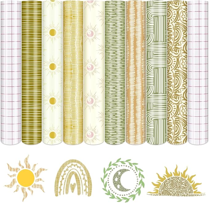 Tintnut Boho Stripe Permanent Vinyl 8 Sheets 12''x10'' Adhesive Vinyl | Boho