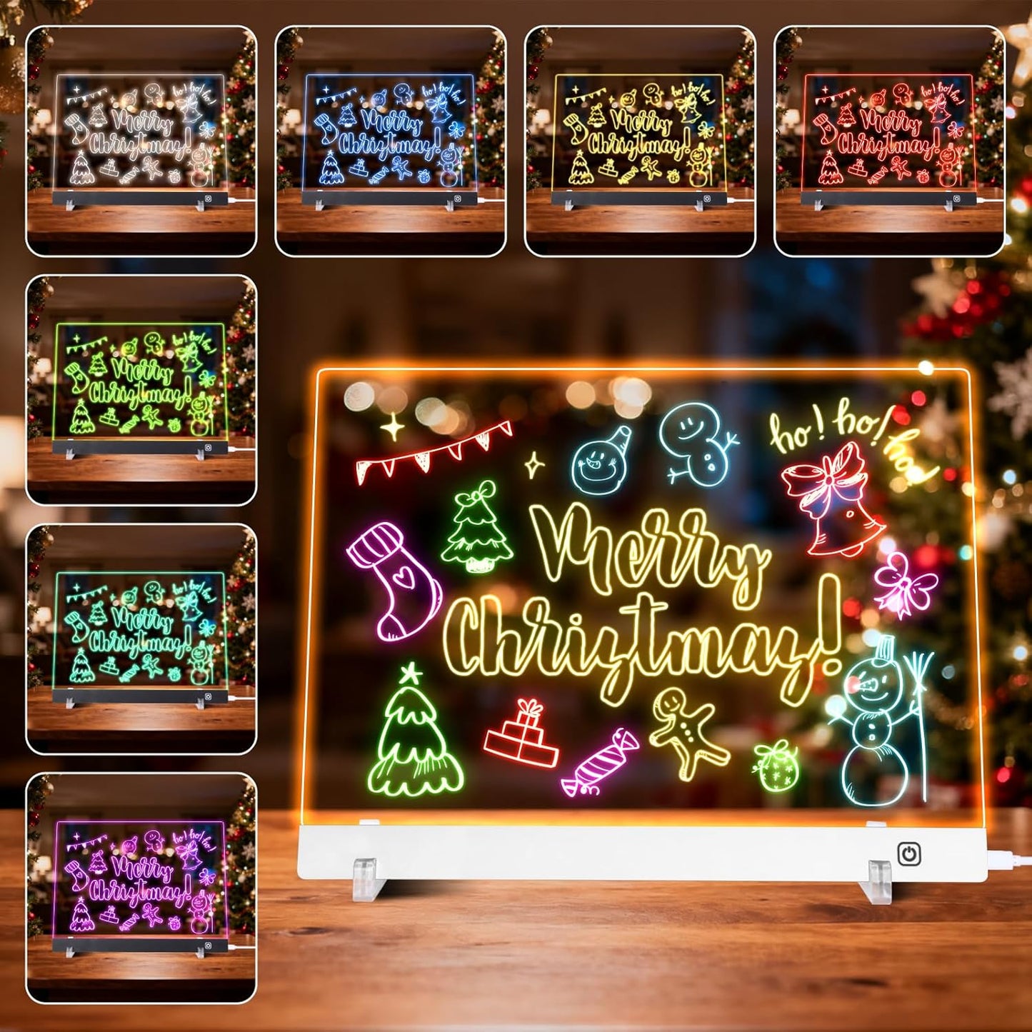 LED Note Board with Colors, Led Drawing Board for Kids, Light Up Acrylic Dry Erase Boards with Stand, Christmas & Birthday Gifts for Girls/Teens (White, 13.8" x 9.8")