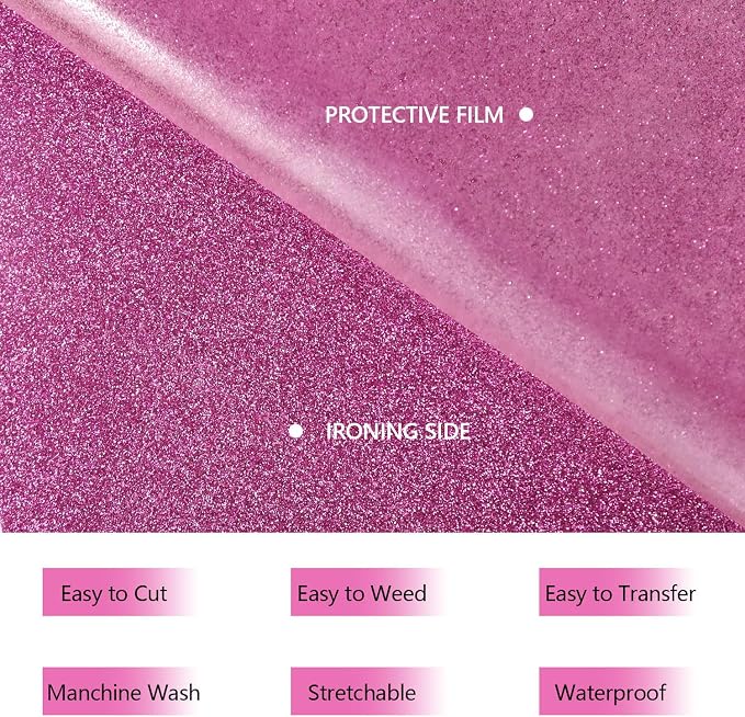 HTVVETUR Glitter HTV Vinyl Rolls Heat Transfer Vinyl