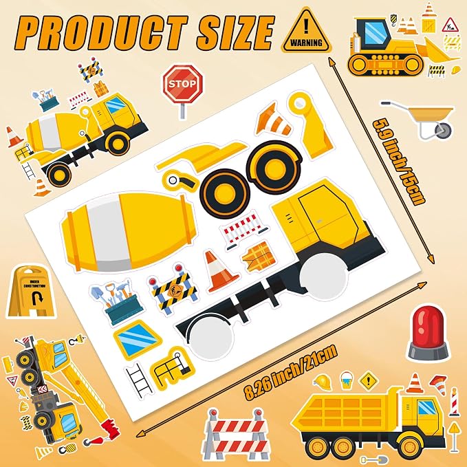 42 Sheets Create Construction Vehicles of Dreams Stickers, Make Your Own Sticker