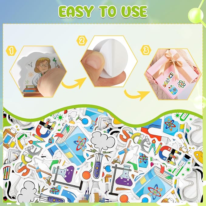 300Pcs Science Foam Stickers, Self-Adhesive Chemistry Biology Physics Stickers