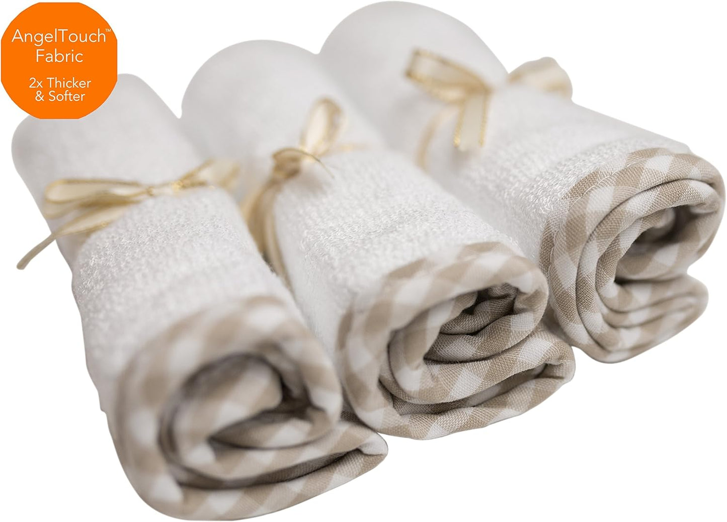 Channing & Yates Organic Baby Washcloth Set Premium Boutique- (6 Pack Wash Cloth) - Softest Face Towels or Washcloths for Eczema - Child or Adult Essentials for Bath (Beige/White)