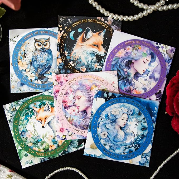 120Pcs Fantasy Moon Flower Scrapbook Stickers