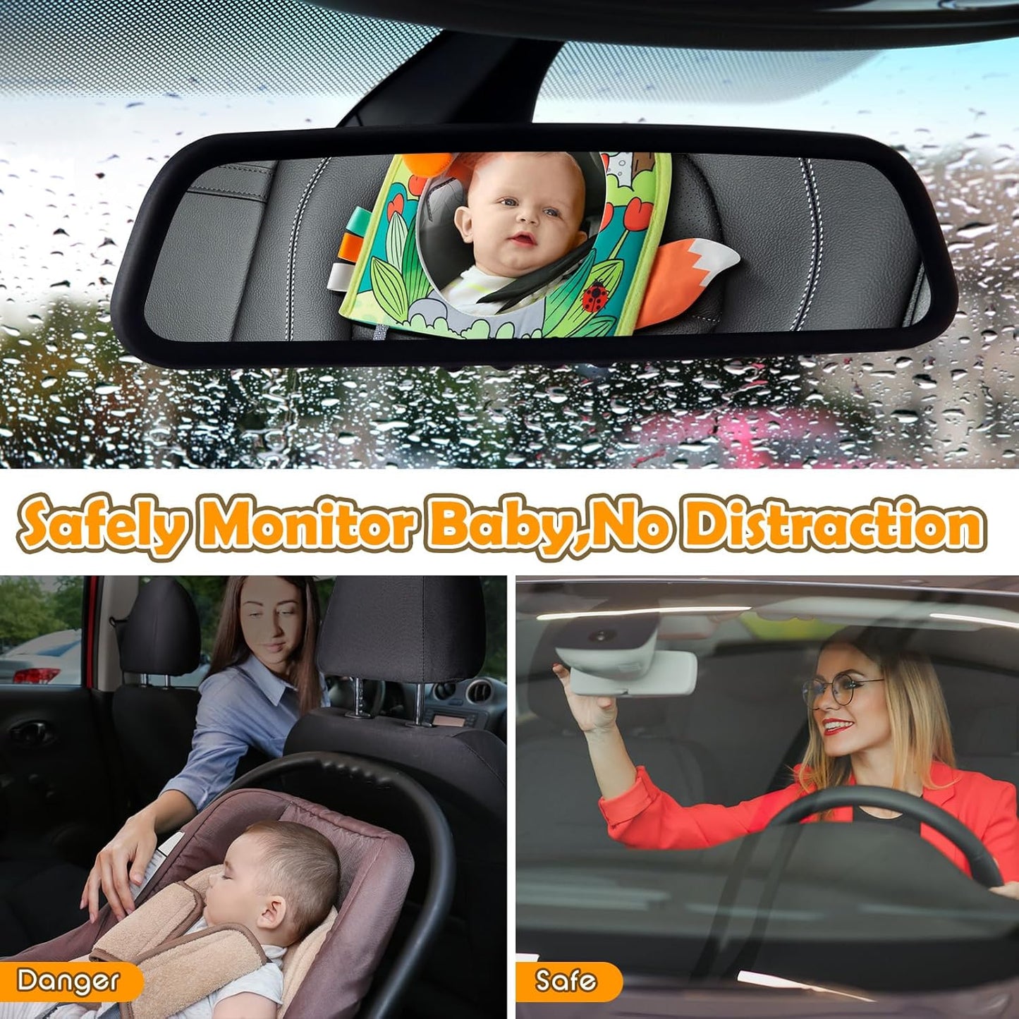 Car Seat Toy, Baby Car Mirror Toy for Rear Facing, Travel Baby Activity Center with Hanging Engaging Toys for Infants Babies 0-6-12-18 Months Boy Girl