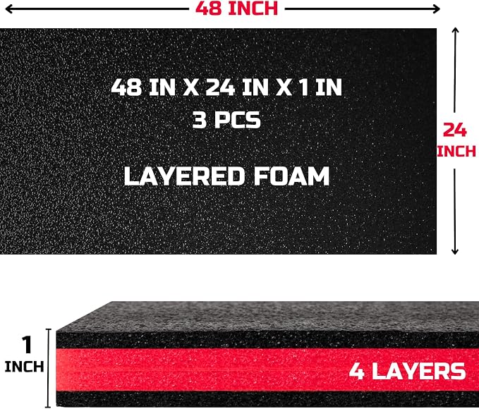 ONREVA Tool Box Foam 48x24x1 inch 3Pack, Foam Inserts