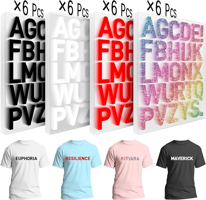 24 Sheets Iron On Letters for Clothing