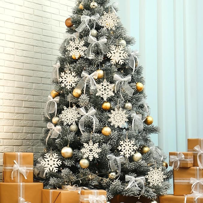 36PCS Wooden Christmas Decoration Snowflake Ornaments to Paint Christmas