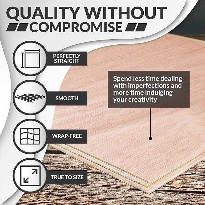 Mahogany Plywood Sheets for Crafts 1/8 inch, 3mm Plywood Sheet for Laser