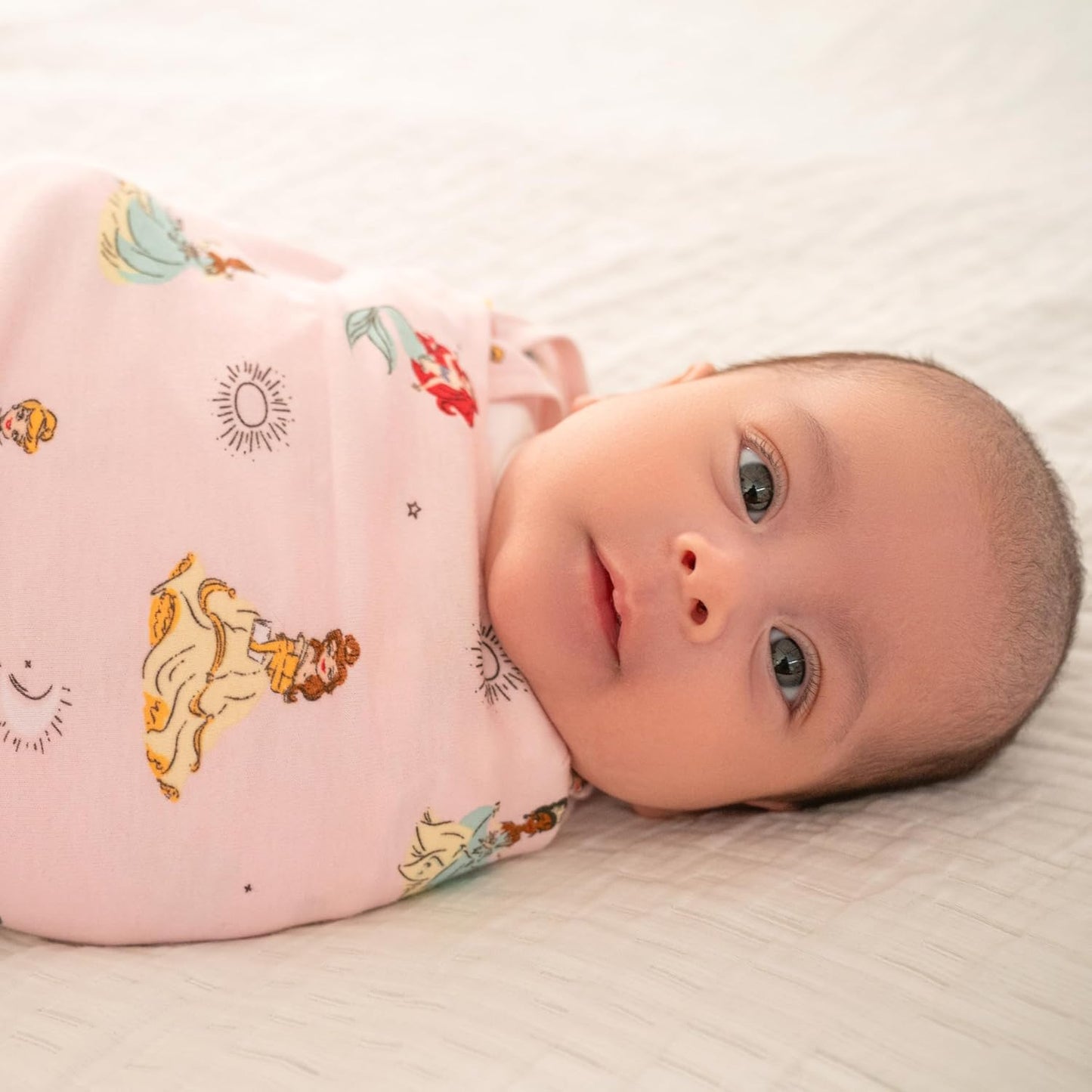 HALO Disney Baby 100% Cotton Sleepsack Swaddle, 3-Way Adjustable Wearable Blanket, TOG 1.5, Disney Princess, Newborn, 0-3 Months