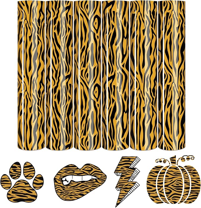 Tintnut Tiger Stripe Heat Transfer Vinyl, 6 Sheets 12" x 10" Iron on Vinyl |
