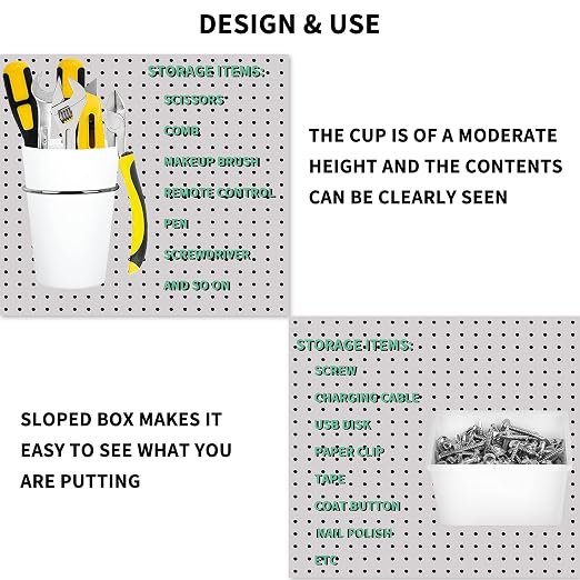 Kuhome 6 Sets Pegboard Bins Cups