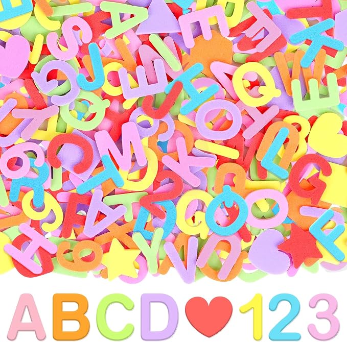 664 PCS Foam Letter Stickers, Foam Alphabet Number Shape Stickers, Self