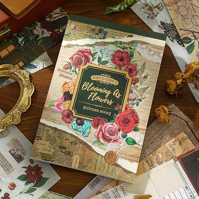 Flower Sticker Book for Scrapbooking, 500+ Floral Stickers for Junk Journal