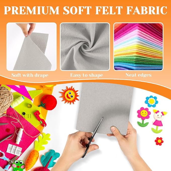 IONTACH 9" X 12" Felt Fabric Sheets 1.6mm Thick | Soft Felt