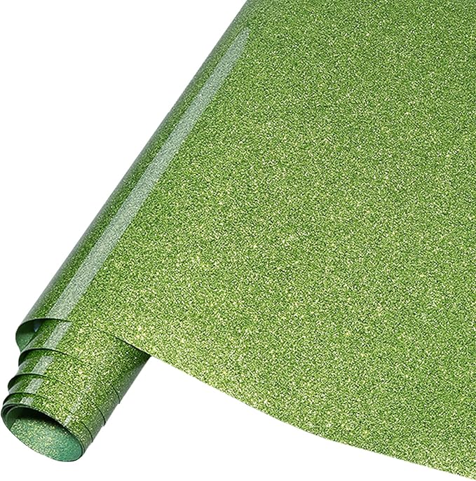 Tintnut Light Green Glitter Heat Transfer Vinyl Roll, easy cut & weed, stretch