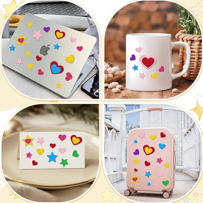 Foam Stickers, 7 Sheets 3D Glitter Foam Heart Stickers