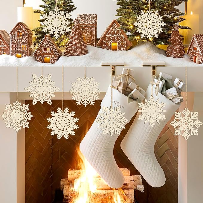 Wooden Christmas Snowflake Ornaments to Paint Christmas Decoration Cutouts