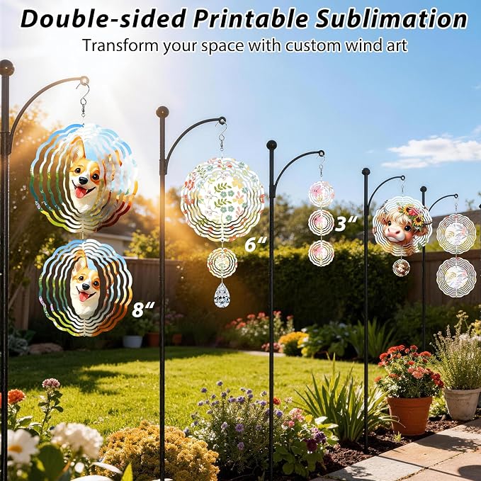 CHONOVO 5 Pack 6 Inch Sublimation Wind Spinner Blank | Double-Sided Sublimation