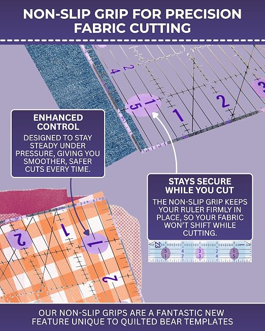The Quilted Bear Small Quilting Ruler Bundle, 5.5" & 6.5" | 5 Square-Ruler