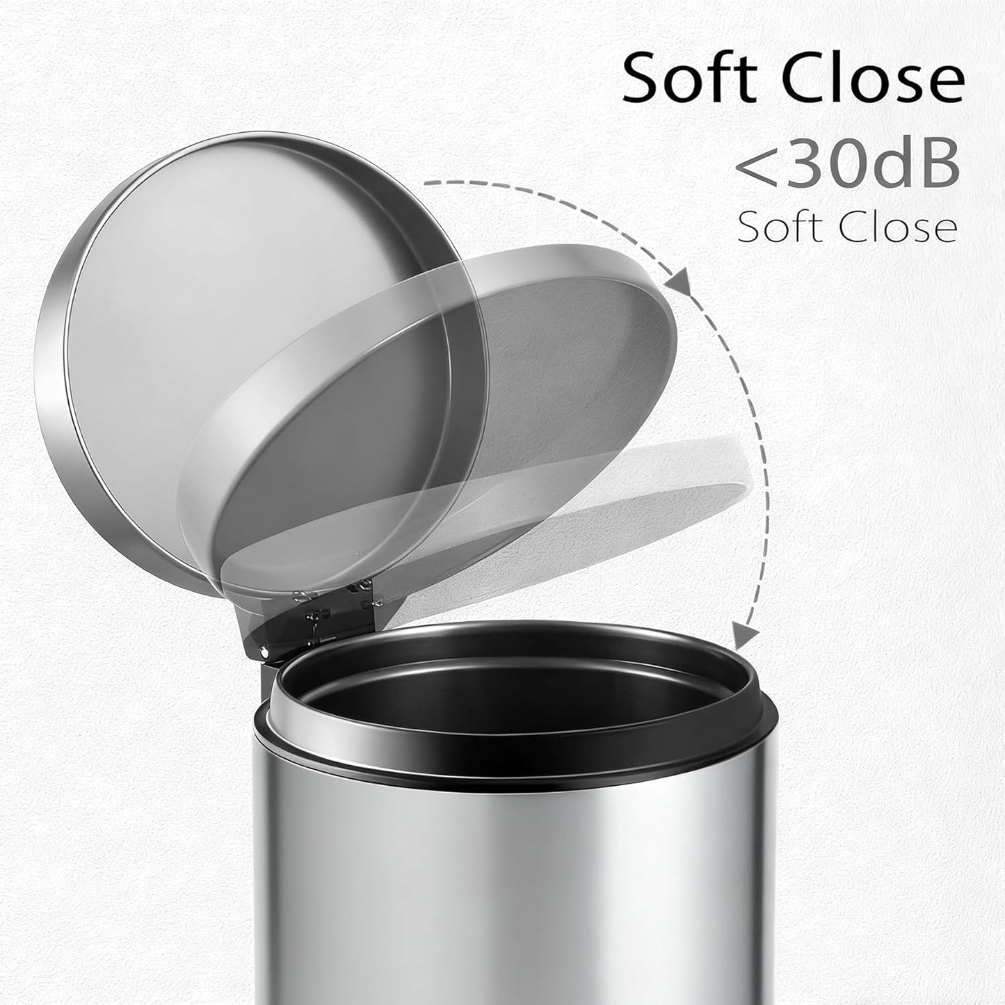 TIPGO Small Trash Can with Lid Soft Close, 4.5 Liters / 1.2 Gallon Bathroom Garbage Can, Mini Step Trash Bin, Stainless Steel Wastebasket for Bathroom, Bedroom, Office (Silver)