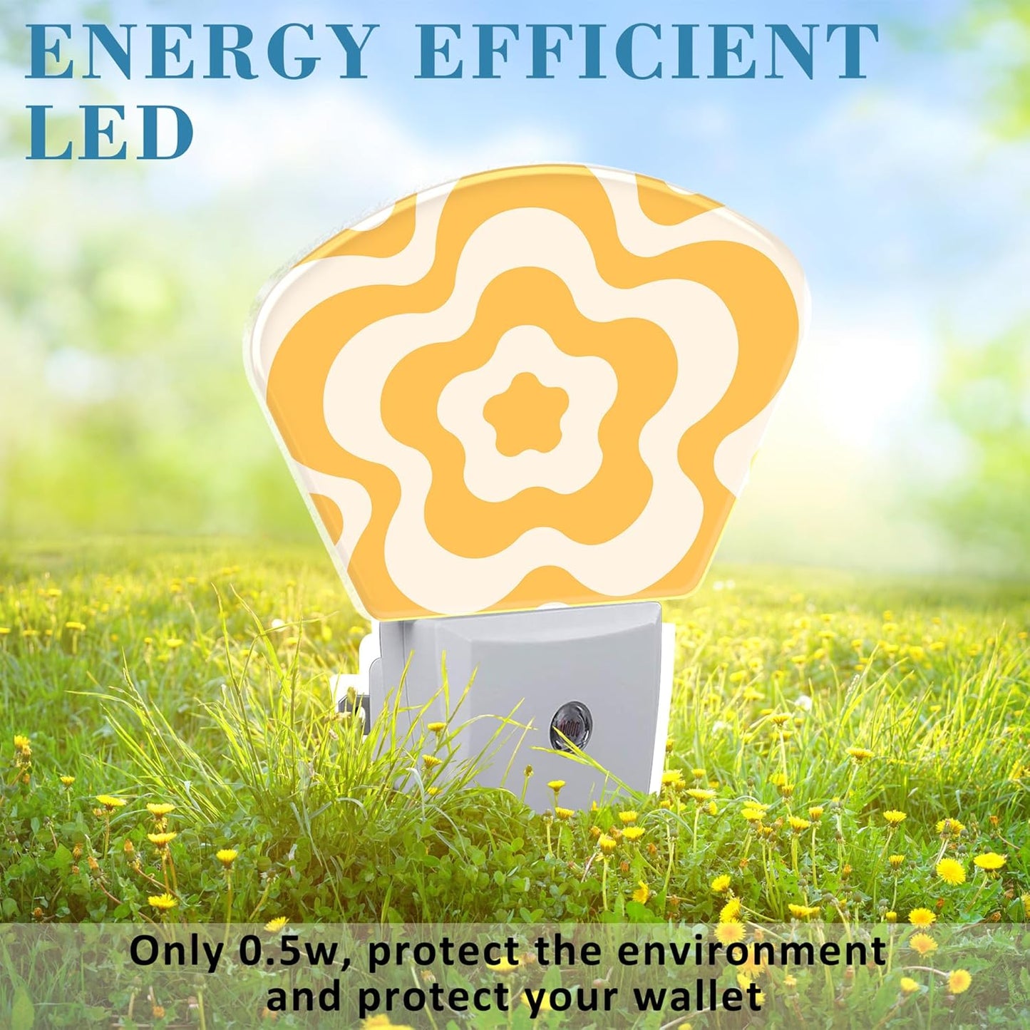 Retro Flower Swirl Night Light Plug into Wall, Yellow Flowers Night Light with Dusk to Dawn Sensor for Kid Girls Boys Women Men Bedroom, Hallway, Kitchen, Bathroom, Stairs Decor