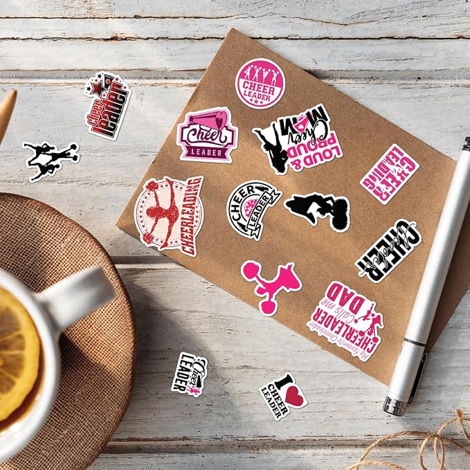 Cheerleading Motivational Quote Stickers Pack 50Pcs Vinyl Waterproof Sticker Set