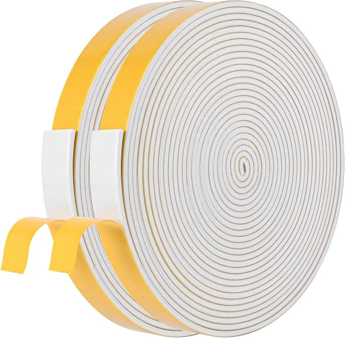 Self-Adhesive Weatherstrip 3/4in x 1/8in x 50Ft High Density Foam Insulation