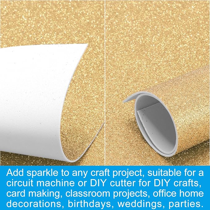 PATIKIL Light Gold Shiny EVA Glitter Foam Sheet 11 x 8 Inch 2mm Thick